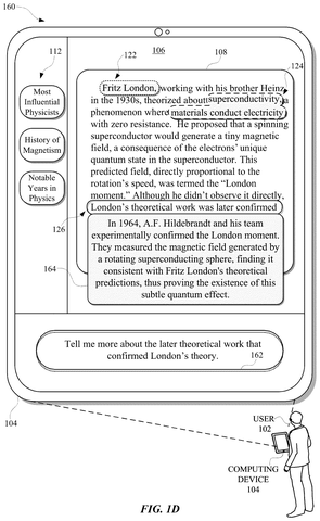 Google Patents a Way to Tap Pieces of an AI Answer for Instant Follow-Up Detail patent drawing, sheet 4