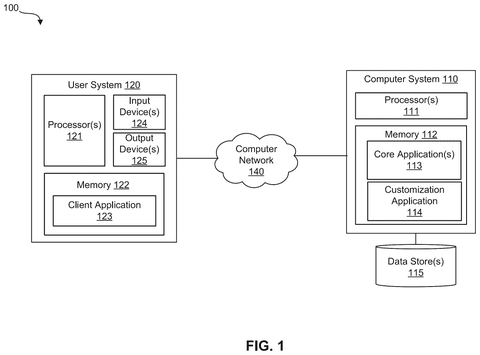 Salesforce Patents a Faster Way to Build Custom Versions of Its Apps patent drawing, sheet 1