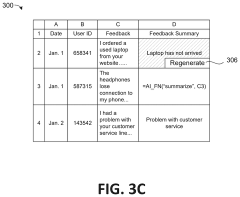 Google Patents a Way to Ask AI Questions Directly Inside Spreadsheet Cells patent drawing, sheet 4