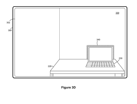 Apple Patents a Display That Shifts the Camera’s View to Match Your Eyes patent drawing, sheet 6