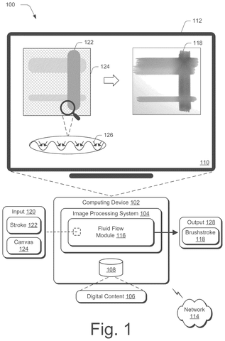 Adobe Patents a Digital Brush That Simulates How Paint Drips With Gravity patent drawing, sheet 1
