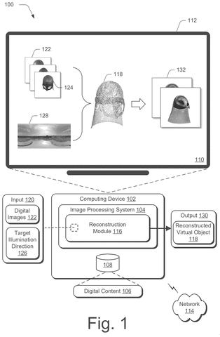 Adobe Patents an AI System That Re-Lights Real Objects in 3D After You Photograph Them patent drawing, sheet 1