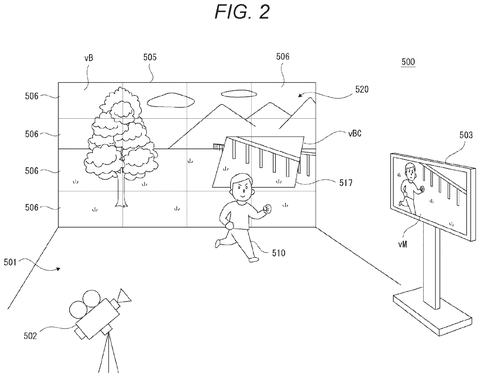 Sony Patents a System That Keeps Virtual Backgrounds in Sync During Live Camera Cuts patent drawing, sheet 2