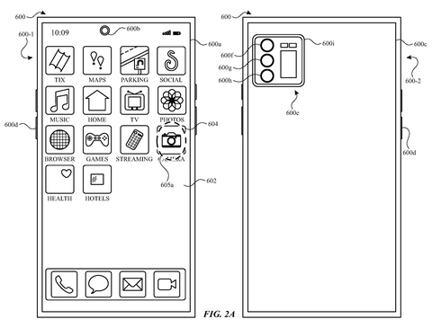 Apple Patents a Rear Screen That Tells Subjects What the Camera Is Doing patent drawing, sheet 2
