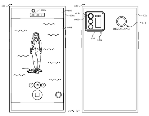 Apple Patents a Rear Screen That Tells Subjects What the Camera Is Doing patent drawing, sheet 4