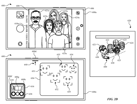 Apple Patents a Rear Screen That Tells Subjects What the Camera Is Doing patent drawing, sheet 5