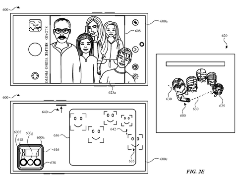 Apple Patents a Rear Screen That Tells Subjects What the Camera Is Doing patent drawing, sheet 6