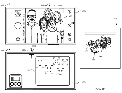 Apple Patents a Rear Screen That Tells Subjects What the Camera Is Doing patent drawing, sheet 7