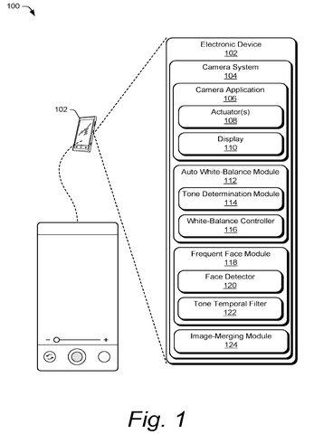 Google Patent Uses Face Recognition to Auto-Correct Skin Tone Colors in Photos patent drawing, sheet 1