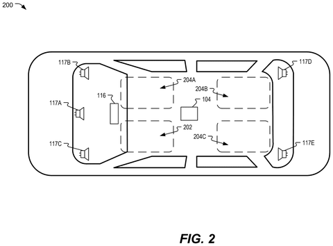 Qualcomm Patents a Car Audio System That Changes What You Hear Based on Where You’re Sitting patent drawing, sheet 2