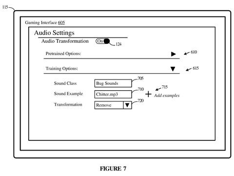 Microsoft Files Patent Letting Gamers Swap Out Any In-Game Sound With AI patent drawing, sheet 8