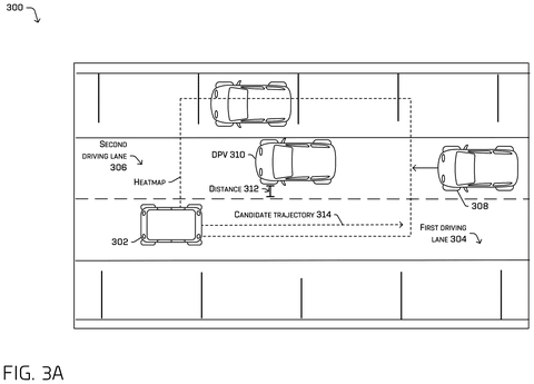Amazon Patent Teaches Robotaxis How to Navigate Around Double-Parked Cars patent drawing, sheet 3