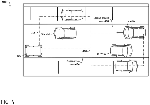 Amazon Patent Teaches Robotaxis How to Navigate Around Double-Parked Cars patent drawing, sheet 5