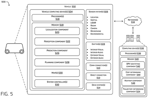 Amazon Patent Teaches Robotaxis How to Navigate Around Double-Parked Cars patent drawing, sheet 6