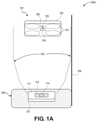 Amazon Patents a Drone Docking System That Lands Fast First, Corrects Later patent drawing, sheet 1