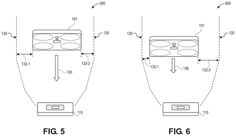 Amazon Patents a Drone Docking System That Lands Fast First, Corrects Later patent drawing, sheet 6