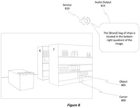 Microsoft Patents Technology That Reads Photos Aloud for Blind Users patent drawing, sheet 8