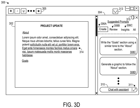 Microsoft Patent Covers AI Prompts That Automatically Adapt to Your Document Context patent drawing, sheet 8