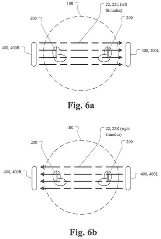 Directional stimulus across the head, drawing sheet 6 from US 2026/0233003 A1