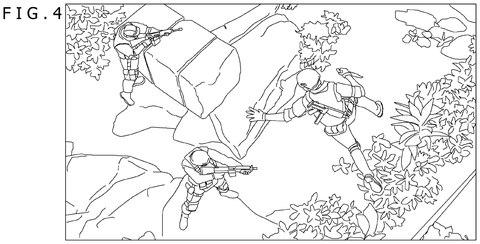 In-game tactical action scene, drawing sheet 4 from US 2026/0233092 A1