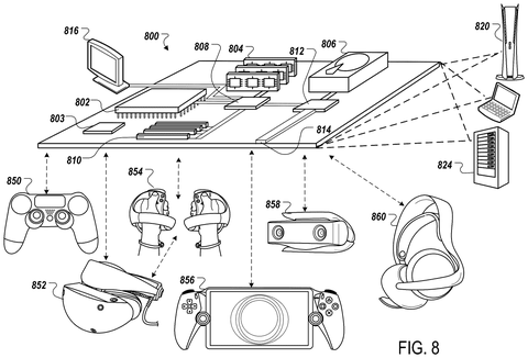 Hardware layout for gaming consoles and peripherals, drawing sheet 8 from US 2026/0233104 A1