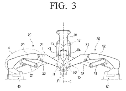 Detailed view of linkage mechanism, drawing sheet 3 from US 2026/0233411 A1
