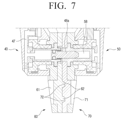 Detailed cross-section of center gear, drawing sheet 8 from US 2026/0233411 A1