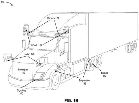 Semi-truck with external sensors, drawing sheet 2 from US 2026/0233755 A1
