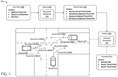 Robo-taxi navigating an intersection, drawing sheet 1 from US 2026/0233757 A1