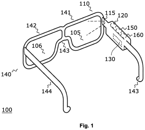 Smart glasses with attached sensor, drawing sheet 1 from US 2026/0235878 A1