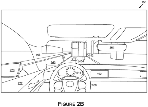 Driver seat view inside vehicle, drawing sheet 4 from US 2026/0236017 A1