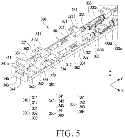 Exploded view of hinge mechanism, drawing sheet 5 from US 2026/0236065 A1