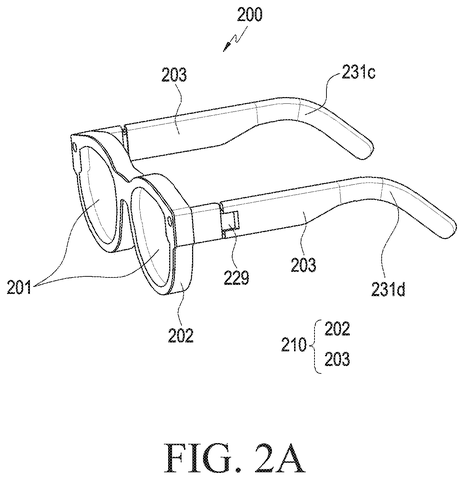 Perspective view of smart glasses, drawing sheet 2 from US 2026/0236097 A1
