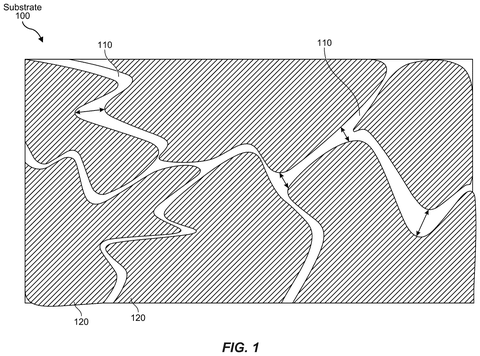 Patterned substrate with conductive tracks, drawing sheet 1 from US 2026/0236098 A1