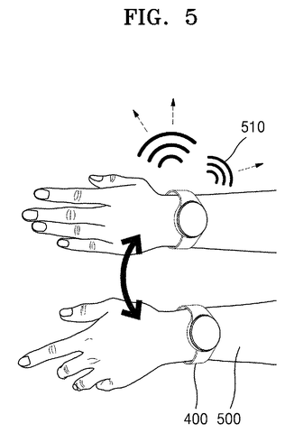 Wearable sensor signal transmission, drawing sheet 5 from US 2026/0236105 A1