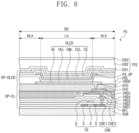 Detailed pixel circuit cross-section, drawing sheet 7 from US 2026/0236127 A1