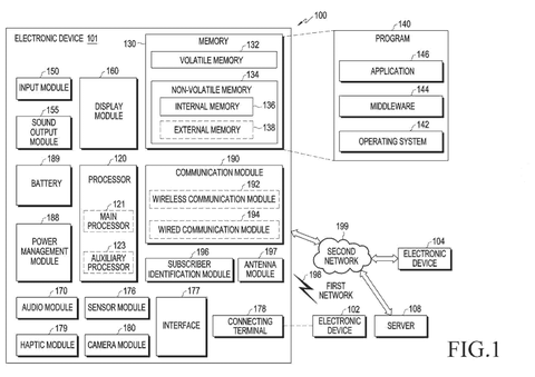 Electronic device system block diagram, drawing sheet 1 from US 2026/0236131 A1