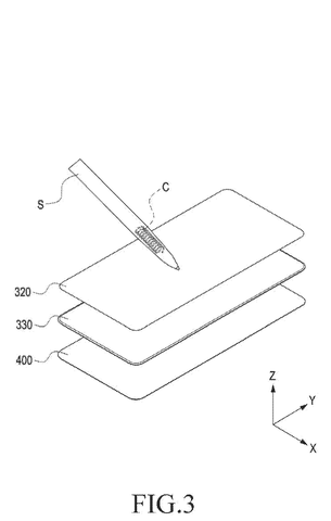 Stylus interacting with device layers, drawing sheet 3 from US 2026/0236131 A1