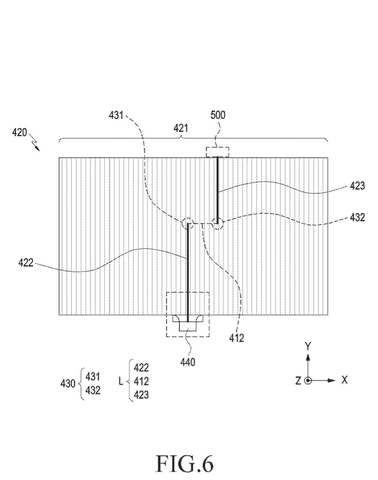 Routing paths in sensor layer, drawing sheet 6 from US 2026/0236131 A1