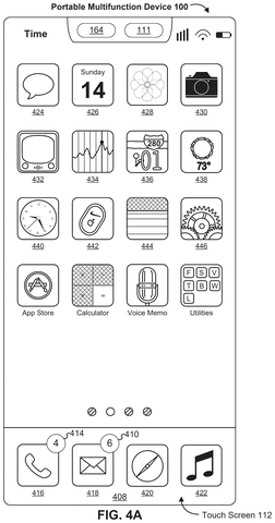 Home screen with application icons, drawing sheet 8 from US 2026/0236135 A1