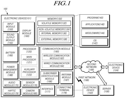 System architecture of an electronic device, drawing sheet 1 from US 2026/0236297 A1
