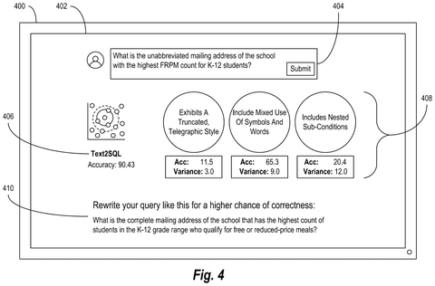 Graphical interface for query analysis, drawing sheet 6 from US 2026/0236461 A1