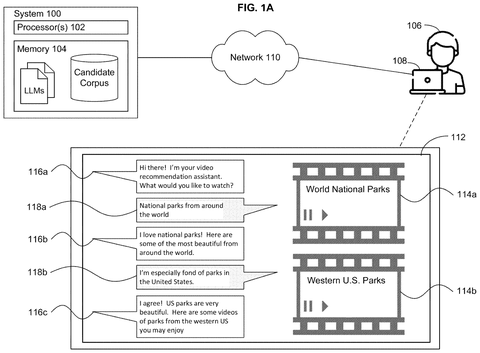 Chat interface and video recommendations, drawing sheet 1 from US 2026/0236544 A1