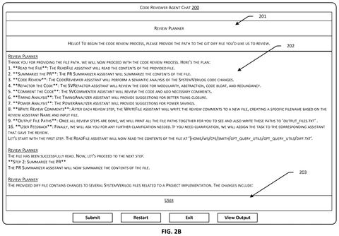 Chat interface initiating code review, drawing sheet 6 from US 2026/0236586 A1