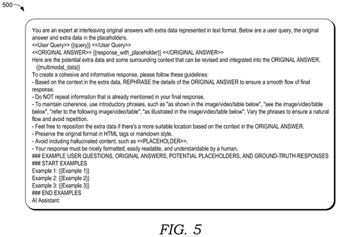 Prompt template for answer integration, drawing sheet 5 from US 2026/0236684 A1
