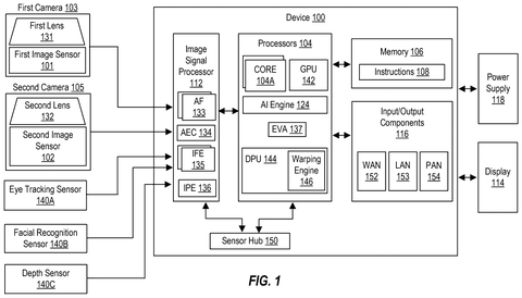 Internal hardware architecture of a smartphone, drawing sheet 1 from US 2026/0237018 A1