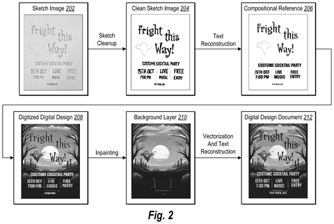 Step-by-step sketch transformation pipeline, drawing sheet 2 from US 2026/0237116 A1