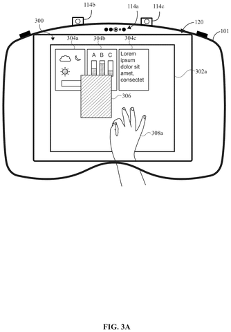 Headset displaying user interface widgets, drawing sheet 4 from US 2026/0237165 A1