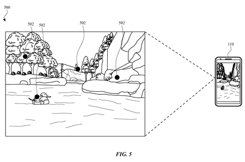 Landscape image with multiple search indicators, drawing sheet 5 from US 2026/0237205 A1