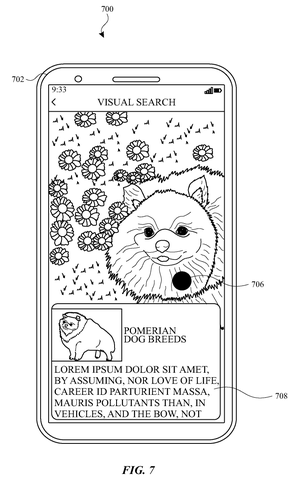 Visual search results identifying a dog breed, drawing sheet 7 from US 2026/0237205 A1